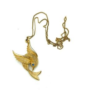 Vtg Sarah Coventry Bird in Flight Blue Rhinestone